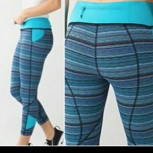 Lululemon space rival crop leggings space dye teal